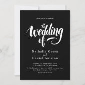 Elegant Script Black en White Calligraphy Wedding Kaart (Voorkant)