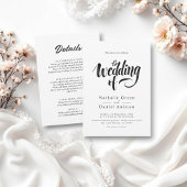Elegant Script Black en White Calligraphy Wedding Kaart