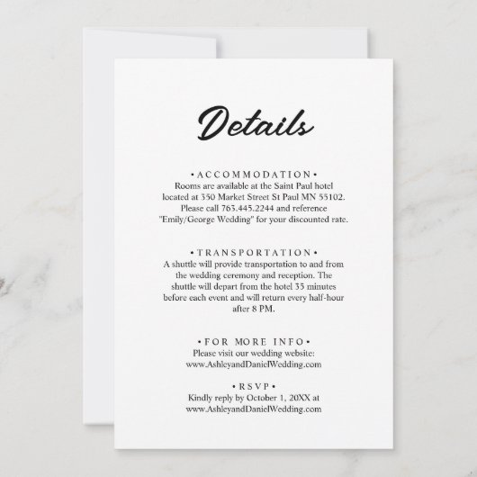 Elegant Script Black en White Calligraphy Wedding Kaart (Achterkant)