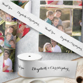 Elegant Script Black en White Gift Wrapping Satijnen Lint