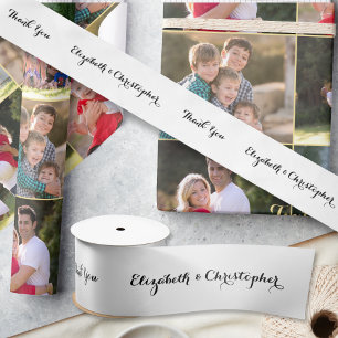 Elegant Script Black en White Gift Wrapping Satijnen Lint