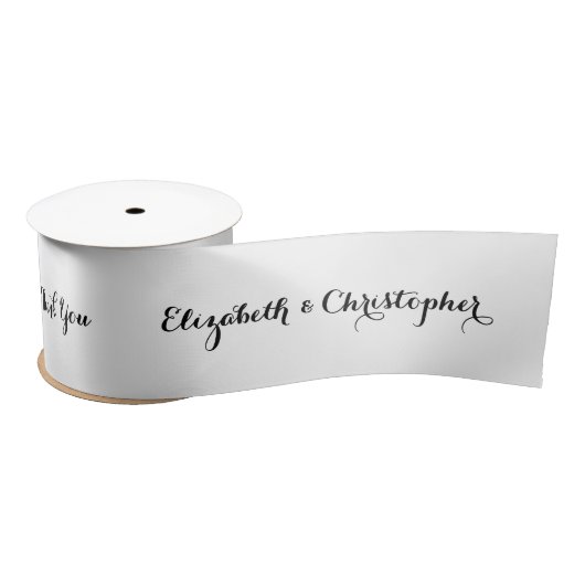 Elegant Script Black en White Gift Wrapping Satijnen Lint (Spoel)