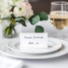 Elegant Script Black en White Gold Border Plaatskaartje