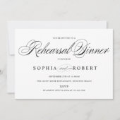 Elegant Script Black en White Rehearsal Dinner Kaart (Voorkant)