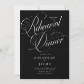 Elegant Script Black en White Rehearsal Dinner Kaart (Voorkant)