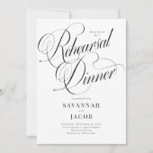 Elegant Script Black en White Rehearsal Dinner Kaart (Voorkant)