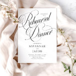 Elegant Script Black en White Rehearsal Dinner Kaart<br><div class="desc">Elegant Script Black and White Repetisal Dinner Invitation heeft een groot,  gedurfd script en een elegante stijl.</div>