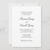 Elegant Script Black en White Simple Wedding Kaart (Voorkant)