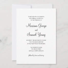 Elegant Script Black en White Simple Wedding Kaart