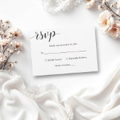 Elegant Script Black en White Simple Wedding RSVP Kaartje