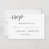 Elegant Script Black en White Simple Wedding RSVP Kaartje (Voorkant)