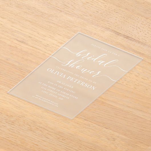 Elegant Script Black en White Vrijgezellenfeest Acryl Uitnodigingen (Laagn)