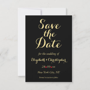 Elegant Script Black Faux Gold Wedding Verloving Save The Date