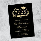 Elegant Script Black Gold College Afstuderen Aankondiging