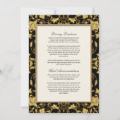 Elegant Script Black Gold Glitter Damask Wedding Kaart (Voorkant)