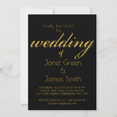 Elegant Script Black & Gold Invitation Kaart (Voorkant)