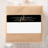 Elegant Script Black Gold Monogram Initials Etiket (Insitu)