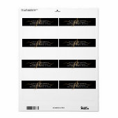 Elegant Script Black Gold Monogram Initials Etiket (Full Sheet)