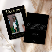 Elegant Script Black Gold Photo Afstuderen Folie Uitnodiging