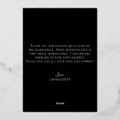 Elegant Script Black Gold Photo Afstuderen Folie Uitnodiging (Achterkant)