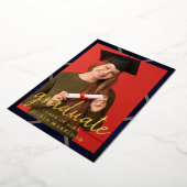 Elegant Script Black Gold Photo Collage Afstuderen Folie Uitnodiging (Gedraaid)