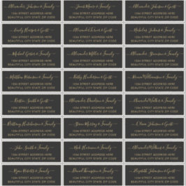 Elegant Script Black Gold Weduwingstoestel Adres Sticker