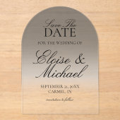 Elegant Script Black Gradient Save The Date Acryl Uitnodigingen (Voorkant)