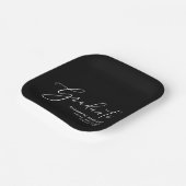 Elegant Script Black Graduation Party Papieren Bordje (Gebogen)