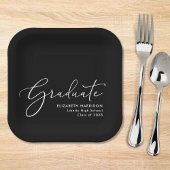 Elegant Script Black Graduation Party Papieren Bordje