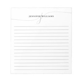 Elegant Script Black Gray Modern Monogram gelinkt Notitieblok