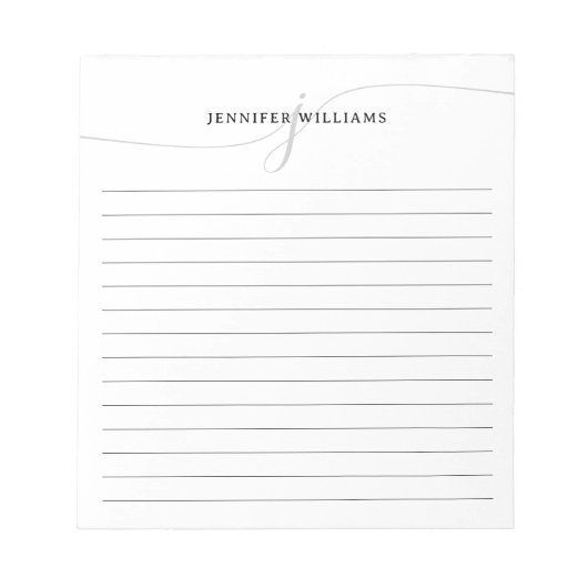Elegant Script Black Gray Modern Monogram gelinkt Notitieblok (Voorkant)
