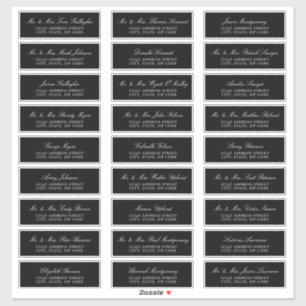 Elegant Script Black Guest Adresetiketten Sticker