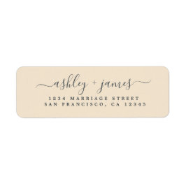 Elegant Script Black Ivory Wedding Return Address Etiket