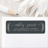 Elegant Script Black Ivory Wedding Return Address Etiket (Insitu)