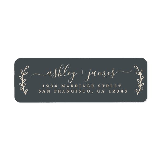 Elegant Script Black Ivory Wedding Return Address Etiket (Voorkant)