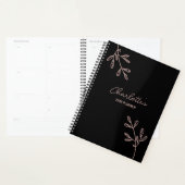 Elegant Script Black Pink Floral Appointal Book Planner (Display)