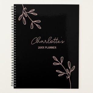 Elegant Script Black Pink Floral Appointal Book Planner