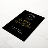 Elegant Script Black QR-code Logo kerst Folie Feestdagenkaart (Gedraaid)