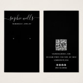 Elegant Script Black QR Code Oorspronkelijk beelds Visitekaartje (Voorkant /achterkant)