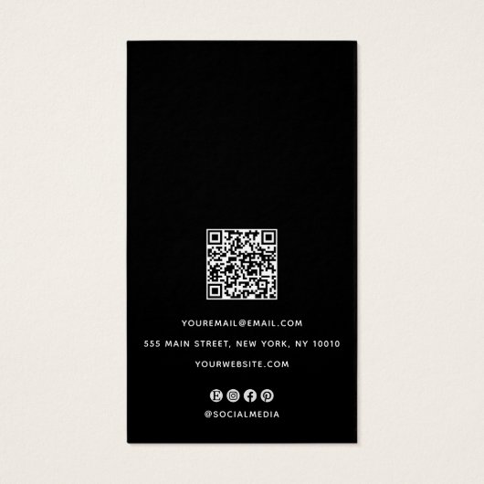Elegant Script Black QR Code Oorspronkelijk beelds Visitekaartje (Achterkant)