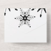 Elegant Script Black Snowflakes kerstbruiloft All In One Uitnodiging (Achterkant)