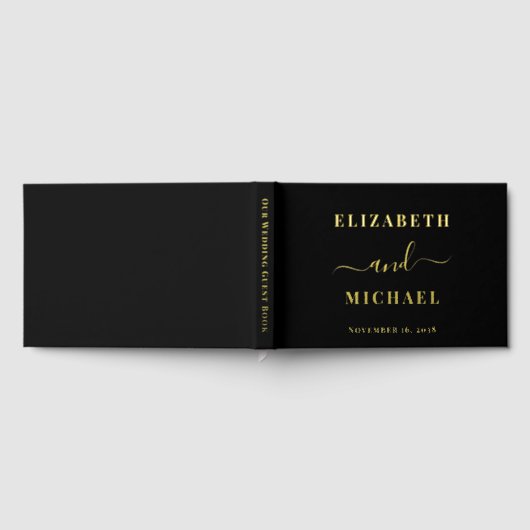 Elegant Script Black Wedding Gastenboek (Volledig)