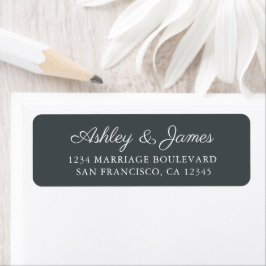 Elegant Script Black Wedding Return Address Etiket