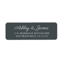 Elegant Script Black Wedding Return Address