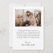 Elegant Script Black White 4 Photo Collage Wedding Bedankkaart (Achterkant)