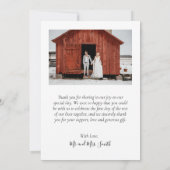 Elegant Script Black White 4 Photo Collage Wedding Bedankkaart (Achterkant)