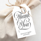 Elegant Script Black & White Baby Shower Favor Cadeaulabel