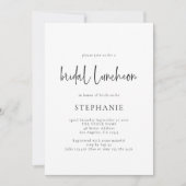 Elegant Script Black White Bridal Luncheon Shower Kaart (Voorkant)