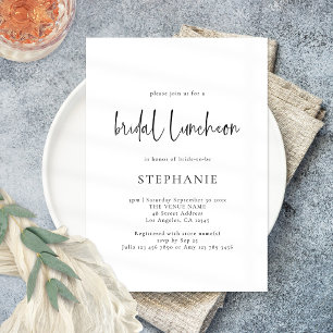 Elegant Script Black White Bridal Luncheon Shower Kaart