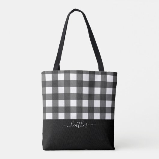 Elegant Script Black White Buffalo Pset Tote Bag (Achterkant)